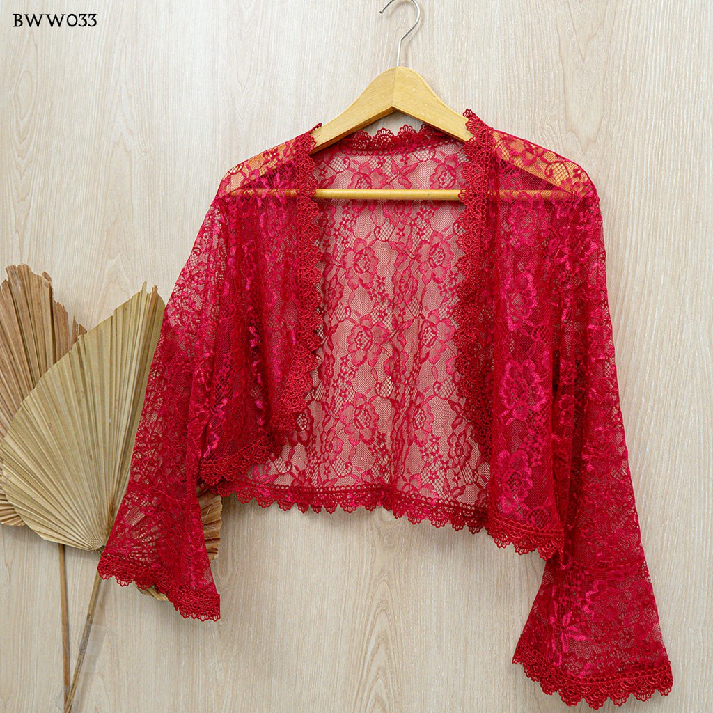 [STOK TERBATAS] AKSESORIS PENGANTIN PERNIKAHAN BOLERO RENDA MAROON BWW033