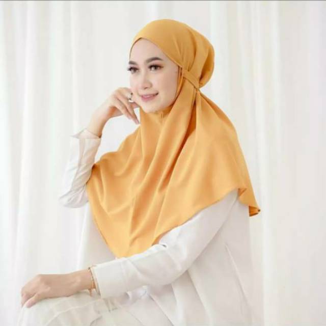 PREMIUM Simpel Wolfis size M (Bergo Rubiah Tali Khimar Instant Non Pet Antem Hijab Instan Wolvis)