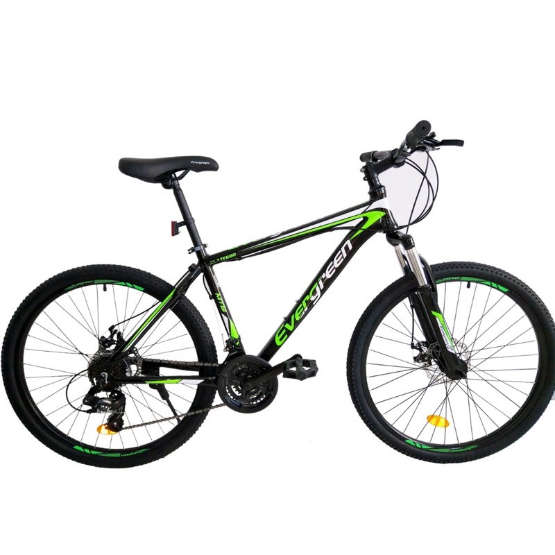 Sepeda MTB Evergreen Blaze 26 dan 27,5 Frame Alloy Alumunium 24 speed SNI bisa COD-Black Green
