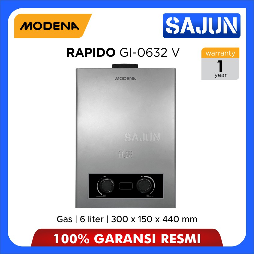 Modena Gas Water Heater 6 Liter RAPIDO GI 0632V / GI0632V