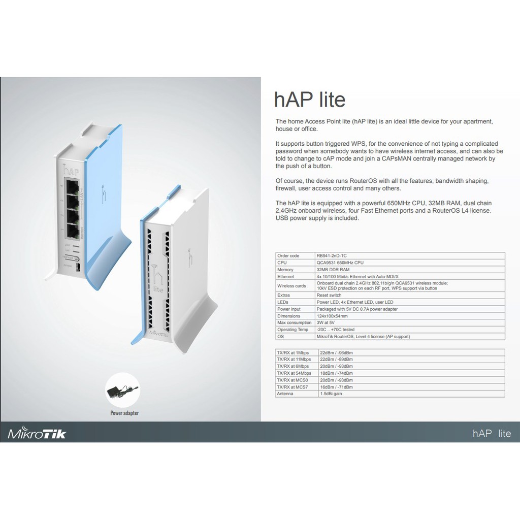 MikroTik hAP lite TC RB941-2nD-TC