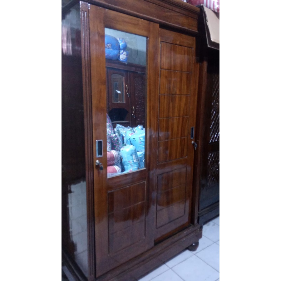 Lemari jati sleding pintu 2/Lemari pakaian kayu jati 2 pintu sleding termurah lemari murah lemari ka