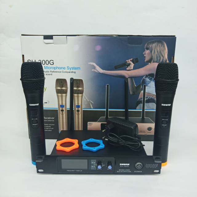Mic wireles shure sh 300G Uhf 2mic pegang