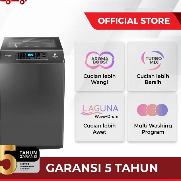 POLYTRON Mesin Cuci 1 Tabung Zeromatic Laguna series Hijab 10 KG - PAW 1028 Top Loading