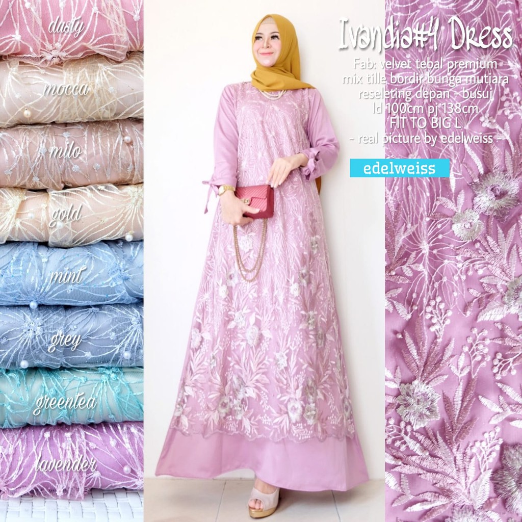 EDELWEISS Ivandia #4 Dress brokat bridal tile murah cantik terbaru fashion muslim modern kekinian