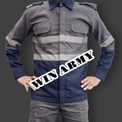 WIN Baju Safety Lengan Panjang Katelpak Wearpack Atasan Safety Kombinasi 2 Warna Kemeja two tone kemeja