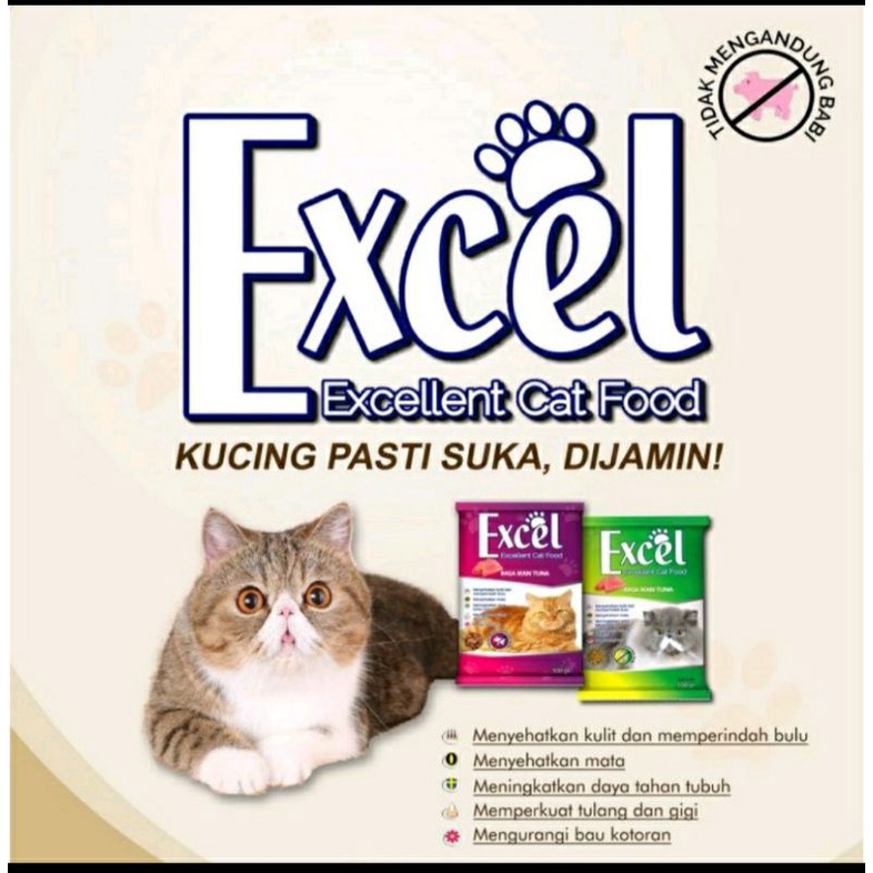 Makanan Kucing EXCEL rasa tuna( bentuk ikan,Donat,segitiga) 500gr