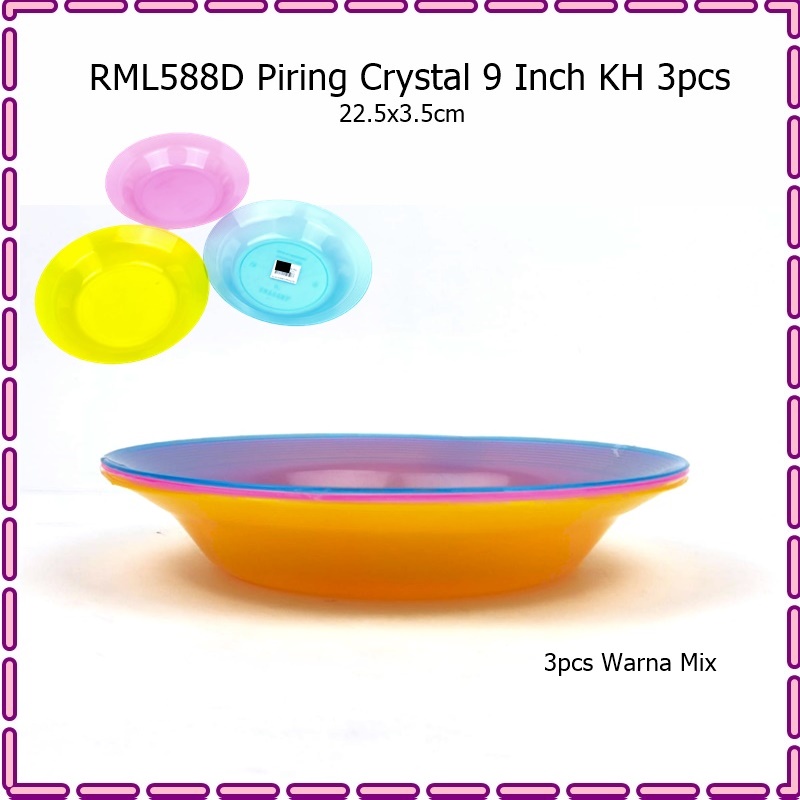 [Set 3pcs] Piring Makan/Piring Sajian Plastik KH Crystal 8 Inch &amp; 9 Inch