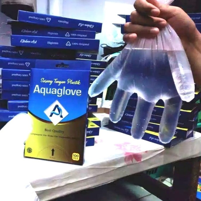 SARUNG TANGAN PLASTIK AQUAGLOVE ISI 100 PCS