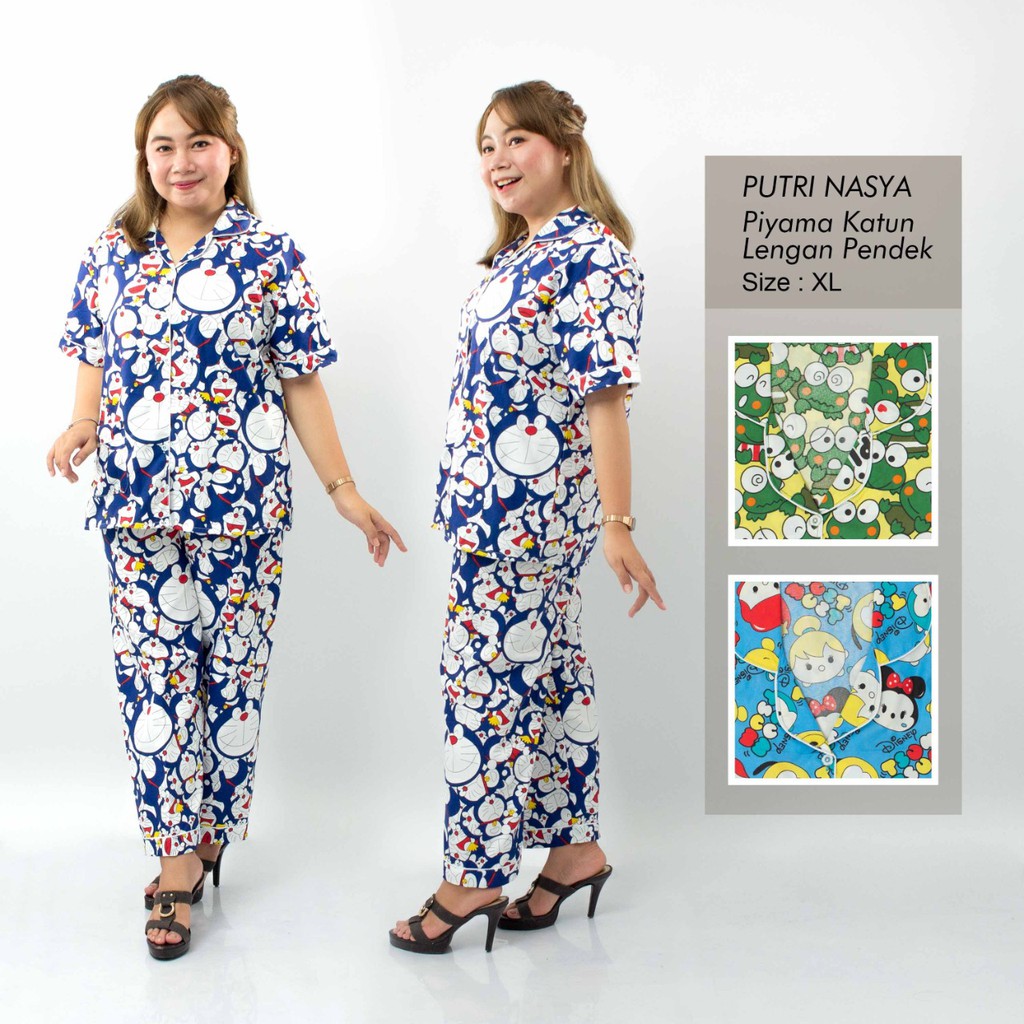 Piyama Jumbo 2L, XL, S to L wanita bahan katun mikro / baju tidur/ Piyama Panjang / Piyama Pendek