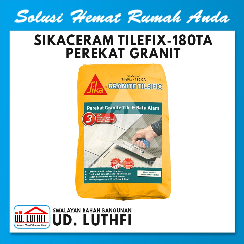 Semen Perekat Granit Lantai Dinding 25kg / SikaCeram 180GA 25kg / Lem Perekat Granit Sika 180GA 25Kg