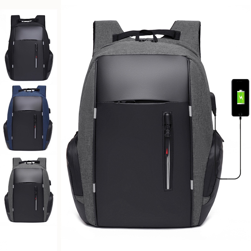 Highland Tas Ransel Pria Kasual Anti Air Waterproof Backpack Tas Laptop 15.6Inc dengan USB Charger Port TR209