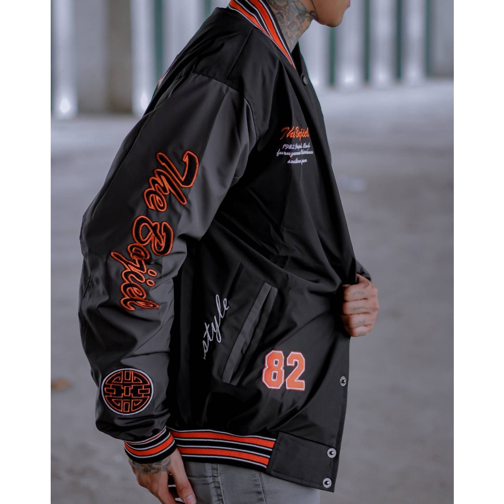 THE BOJIEL ORIGINAL Jaket Baseball Varsity  Bomber Bordir Emblem Oversize Terbaru Pria Wanita Kekinian