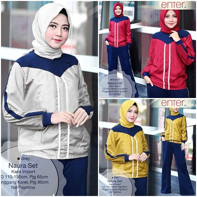 Naura setelan baju olahraga wanita cewek muslimah sporty set