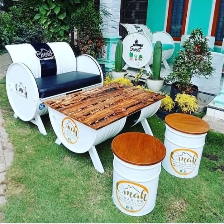 kursi bar cafe tong unik klasik minimalis Papalova satu set