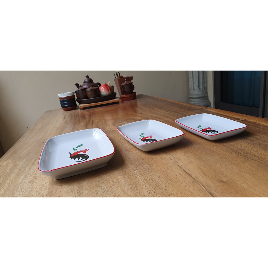 Kopin Piring Keramik Kotak Persegi Panjang Kukuruyuk Ayam Jago Kpl 9md murah