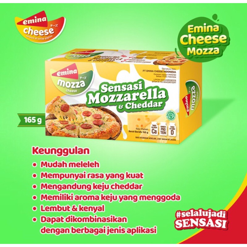 Emina Block Mozza Cheese Cheddar 165gr Keju Mozzarella Batangan
