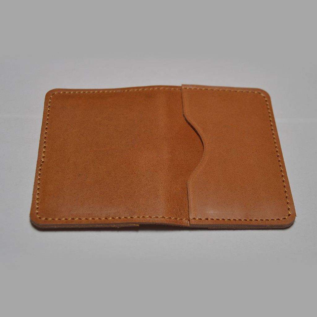 dompet kartu model lipat kulit asli - card wallet - slim wallet tan