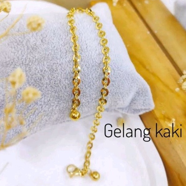 Gelang Kaki Titanium Rantai Gold 316L anti karat