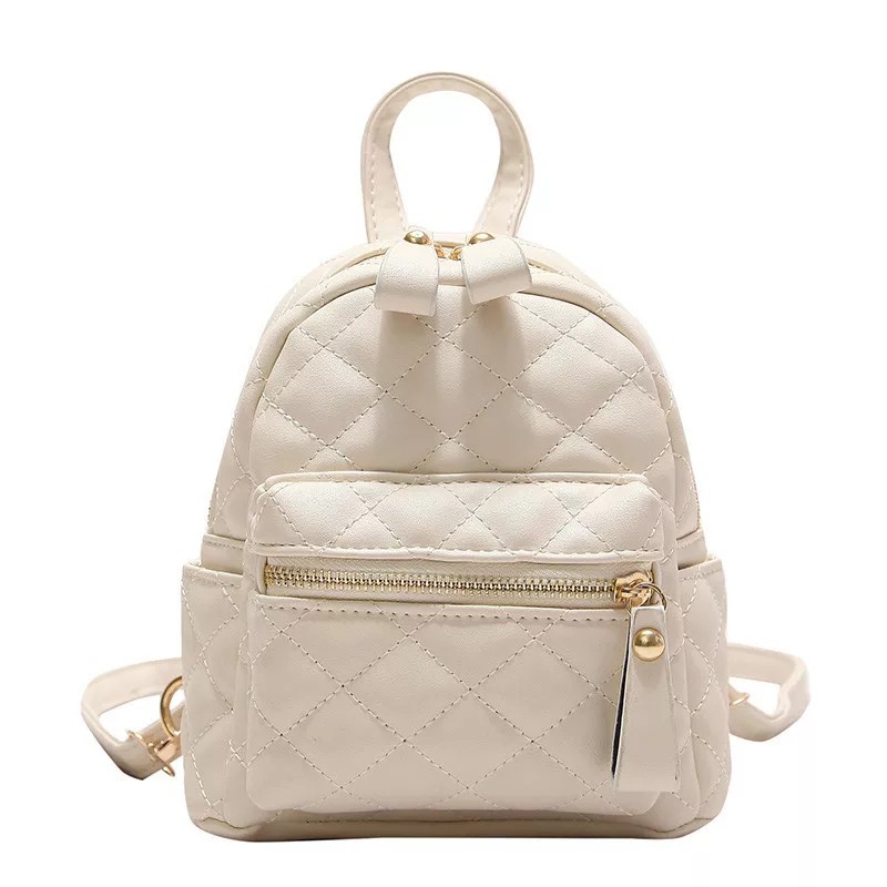 M_s 004 TAS RANSEL KULIT JAHIT KOTAK/TAS SEKOLAH/TAS WANITA TERBARU-Crem
