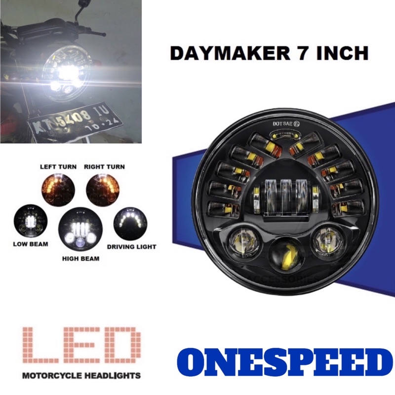 Lampu daymaker bulat 7inc 19led LAMPU DEPAN UTAMA DAYMAKER 7INC 19LED TERMURAH