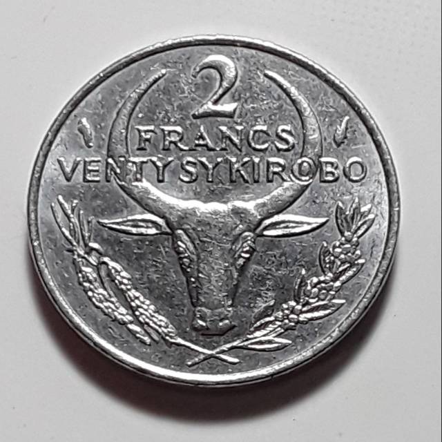 Koin madagaskar malagasy 2 francs 1977