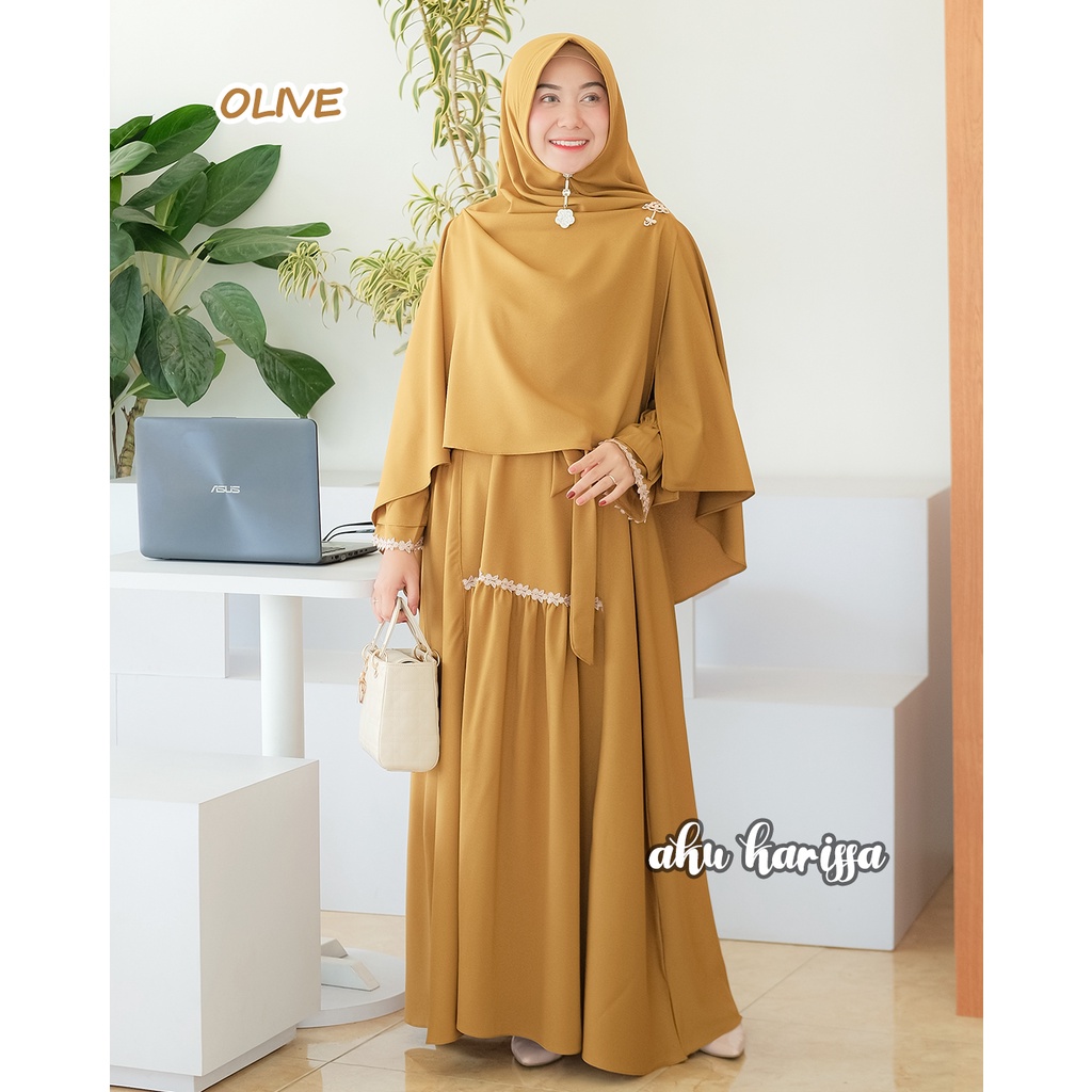 Gamis Aku Karissa Original - Gamis Lebaran Zaina Syari-Olive