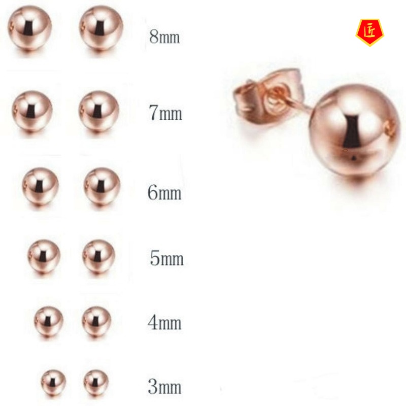 [Ready Stock]925 Silver Black Gold Glossy Small Balls Stud Earrings for Women