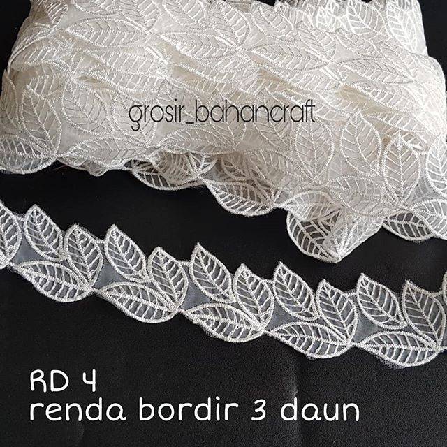 [1yard] Renda Bordir 3 Daun renda import hiasan baju aksesoris