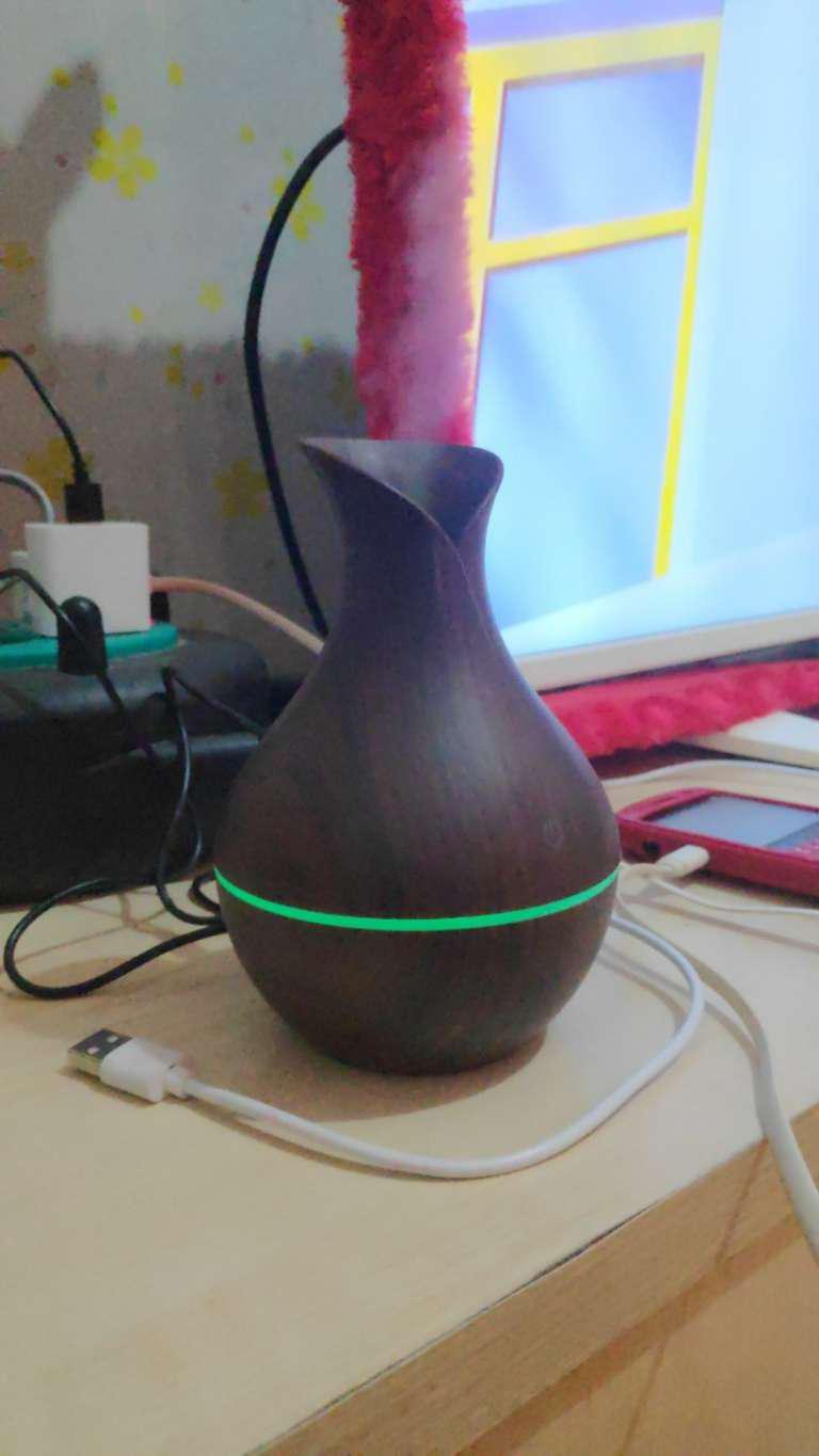 Ultrasonic Air Humidifier Aroma Essential Oil Diffuser 400ml With Wood Grain 7 Color Led Lights