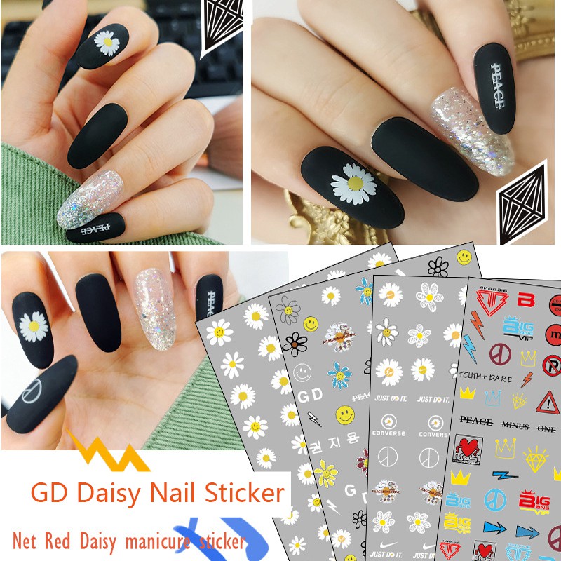 Stiker Kuku Gambar Bunga Daisy untuk Dekorasi Nail Art Stiker Kuku Gambar Bunga Daisy untuk Dekorasi Nail Art