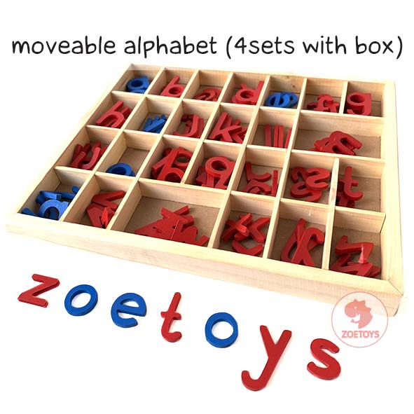 Zoetoys Large Moveable Alphabet | Lowercase Ukuran Besar Bahan Kayu Solid Montessori Language Merangkai Huruf Wooden Letter Box | Mainan Edukasi Anak