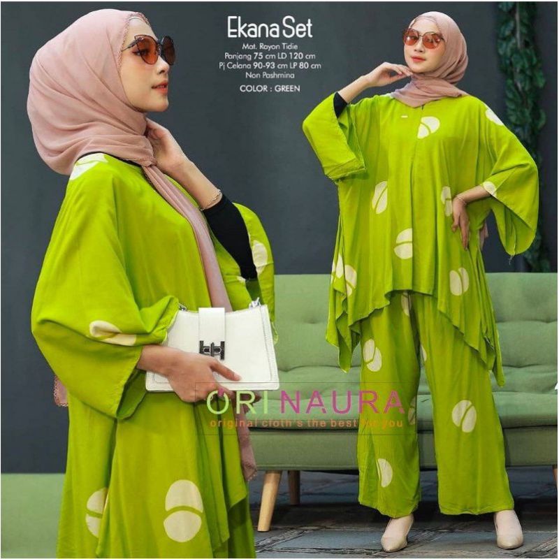 ONE SET 2 in 1 EKANA (ATASAN  + CELANA ) / PIYAMA RAYON / PJAMAS TIE DYE / SETELAN WANITA KEKINIAN