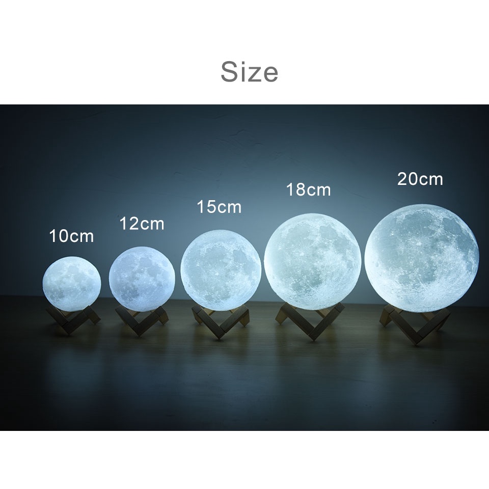 Lampu Tidur Lampu Meja Lampu Lampu hias meja Aman bila anak2 menyentuhnya Bentuk bulan bersinar LED Dekorasi Rumah Lampu Tidur Bulan 3D Moonlight 8cm pajangan hiasan kamar redup Rambery moon lamp 3D print night light Rechargeable 3 Color Tap Control lamp