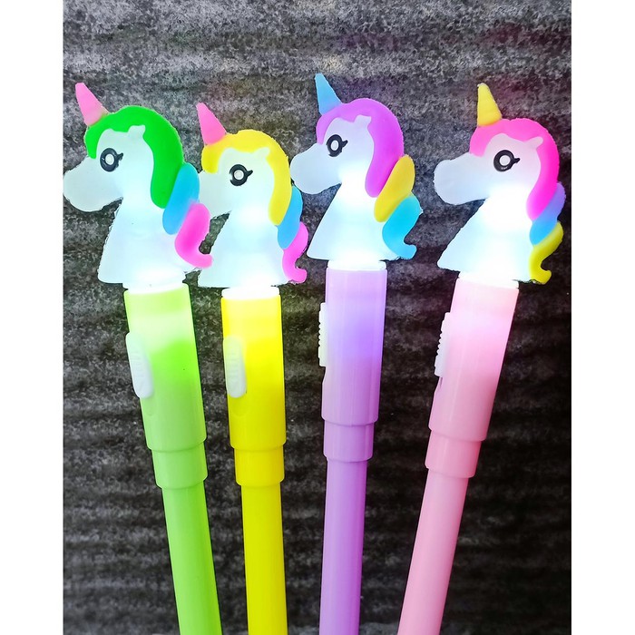 

JUAL SATUAN PULPEN LAMPU UNICORN / KUDA PONI PONY DINO LED GEL PEN