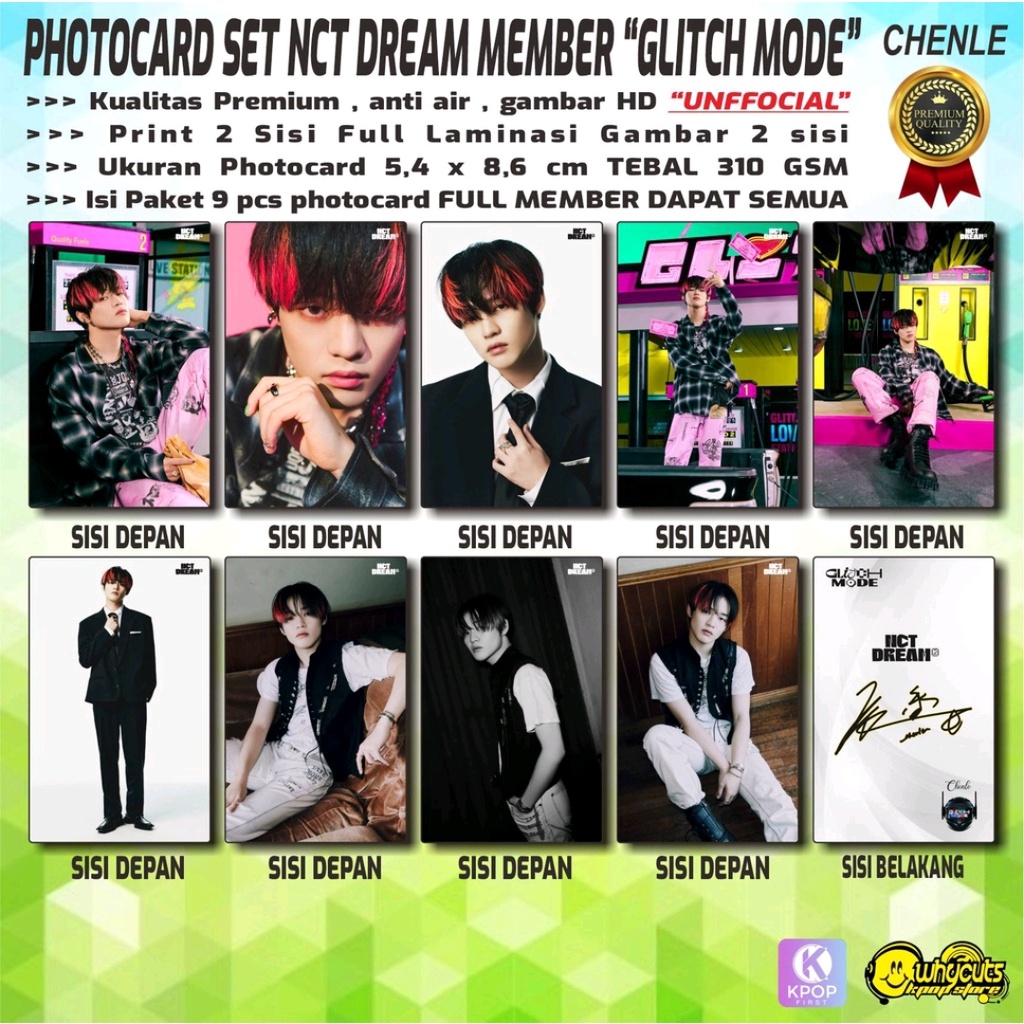 PHOTOCARD SET PC KPOP PREMIUM NCT DREAM MEMBER GLITCH MODE / PRINT 2 SISI FULL LAMINASI GLOSSY / ANTI AIR