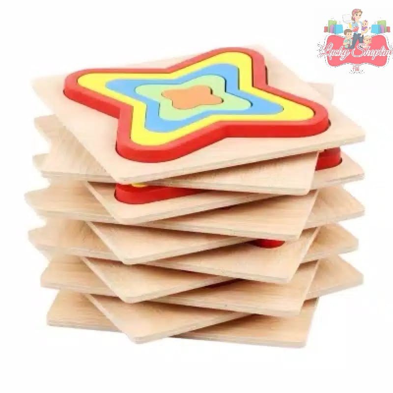 [BIG SALE] 3D wooden geometry puzzle - mainan edukasi anak