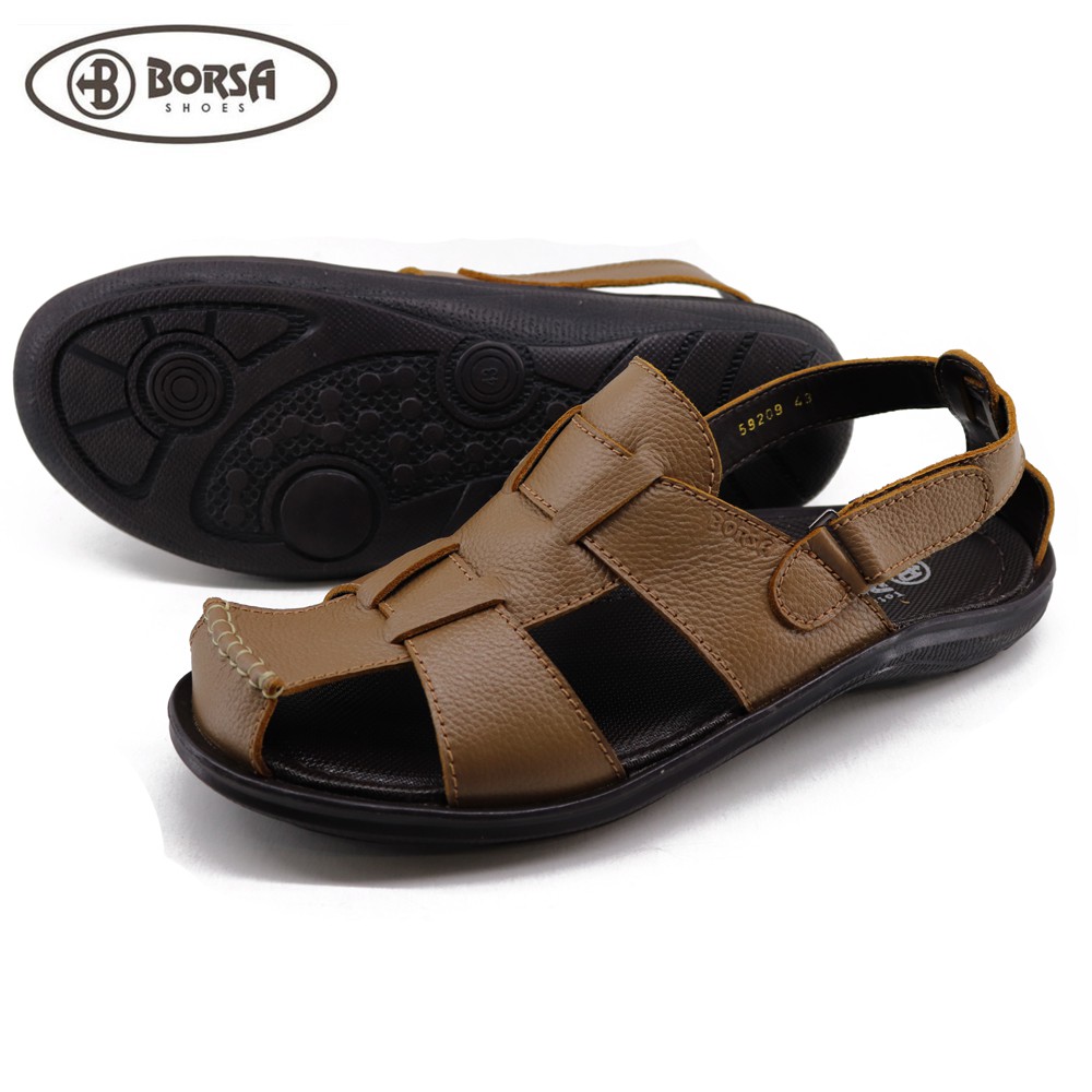 Sandal Pria Tali Sandal Slide Kulit BORSA ORIGINAL