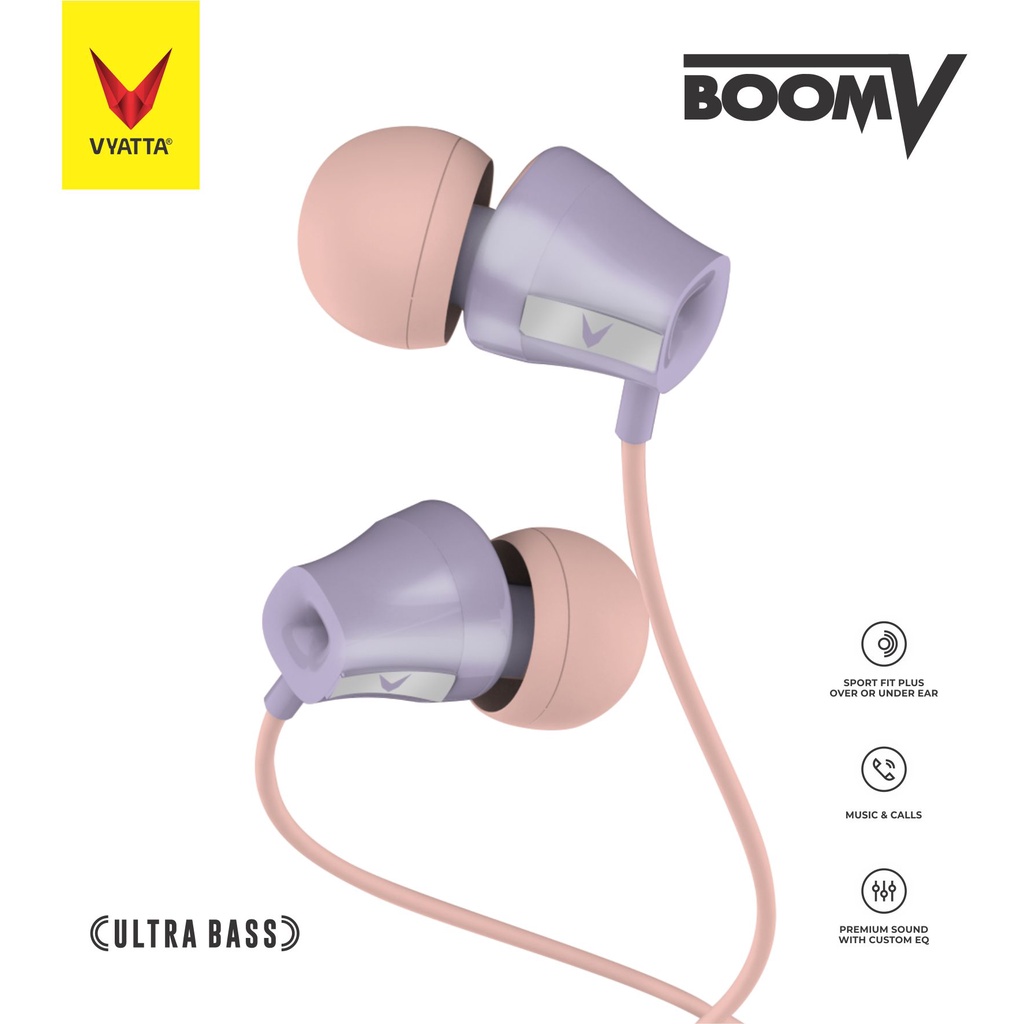 VYATTA BOOM V Earphone / Headset / Handsfree - Ultra Bass-lilac rose
