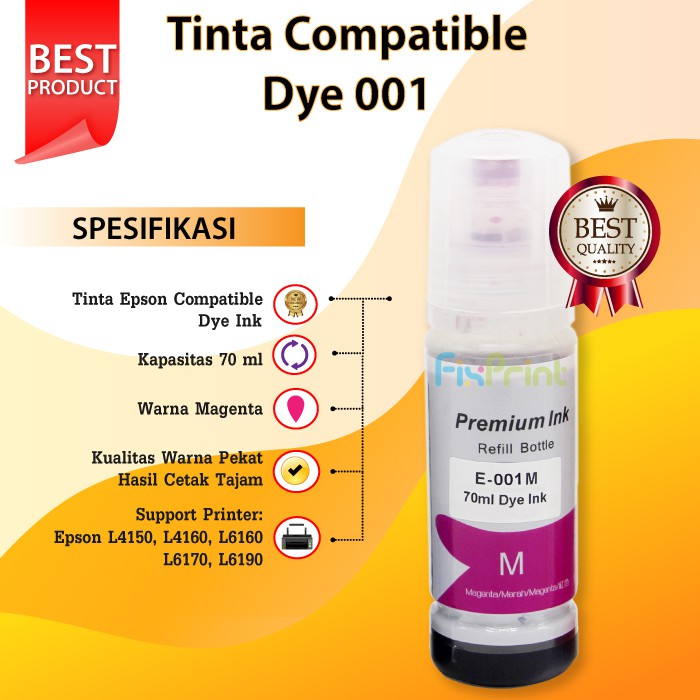 Tinta Epson Compatible 001 Printer L4150 L4160 L6160 L6170 L6190