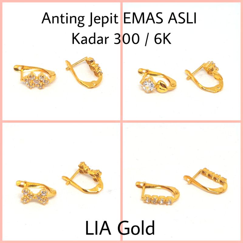 Anting Jepit EMAS Asli Kadar 300 / 6K ( TOKO MAS LIA GOLD BEKASI )