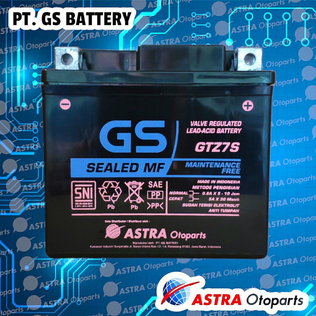 PRODUK ASLI GS ASTRA GTZ7S 12 VOLT FINO GRANDE BURGMAN 125 FAZZIO GEAR  AKI 12VOLT MTZ6S YTZ6V GTZ7S