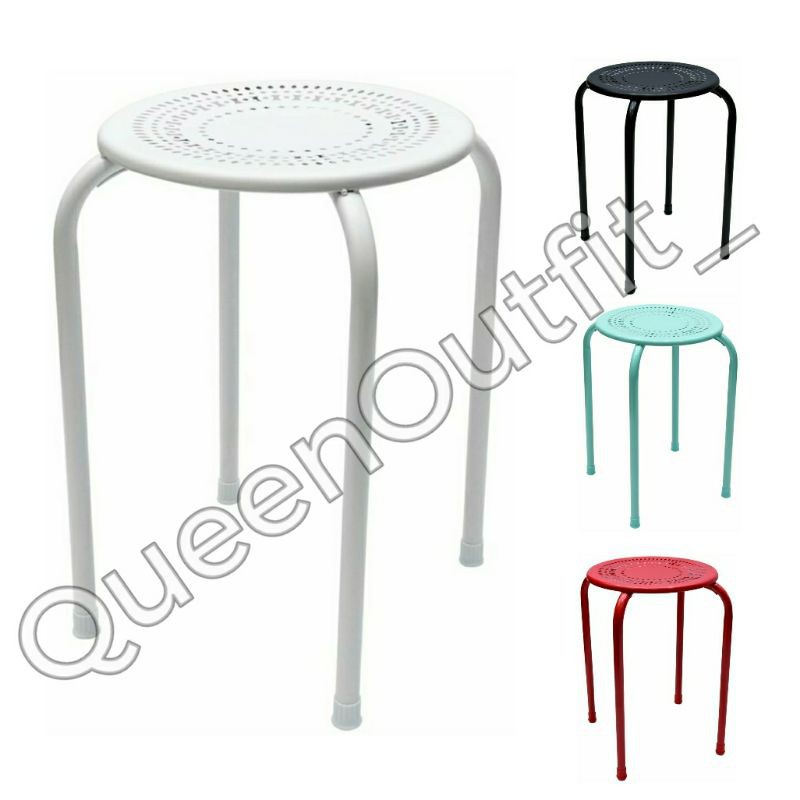 Informa Bangku Besi Metal - Outdoor Indoor Cafe Restoran Kantor Kelas Sekolah Kursi hijau Hitam bar