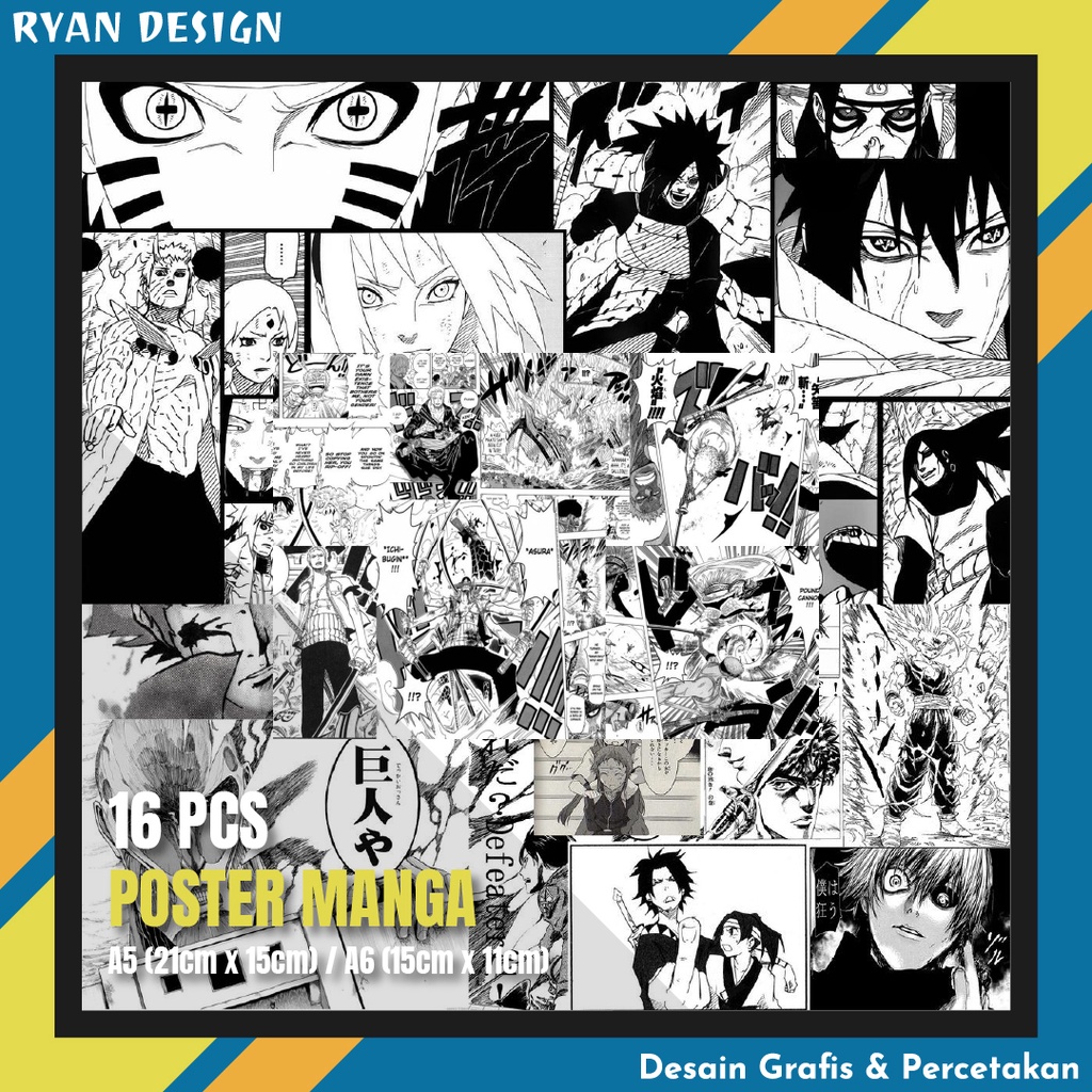 Poster Dinding Anime Manga Komik (Isi 16pcs) Poster Anime Dekorasi Dinding