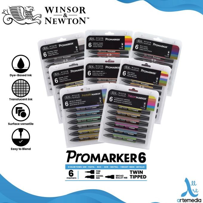 

(BISA COD) Marker Winsor & Newton Promarker Set 6 Dual Point Pena Kuas Warna STOK TERBATAS Kode 1