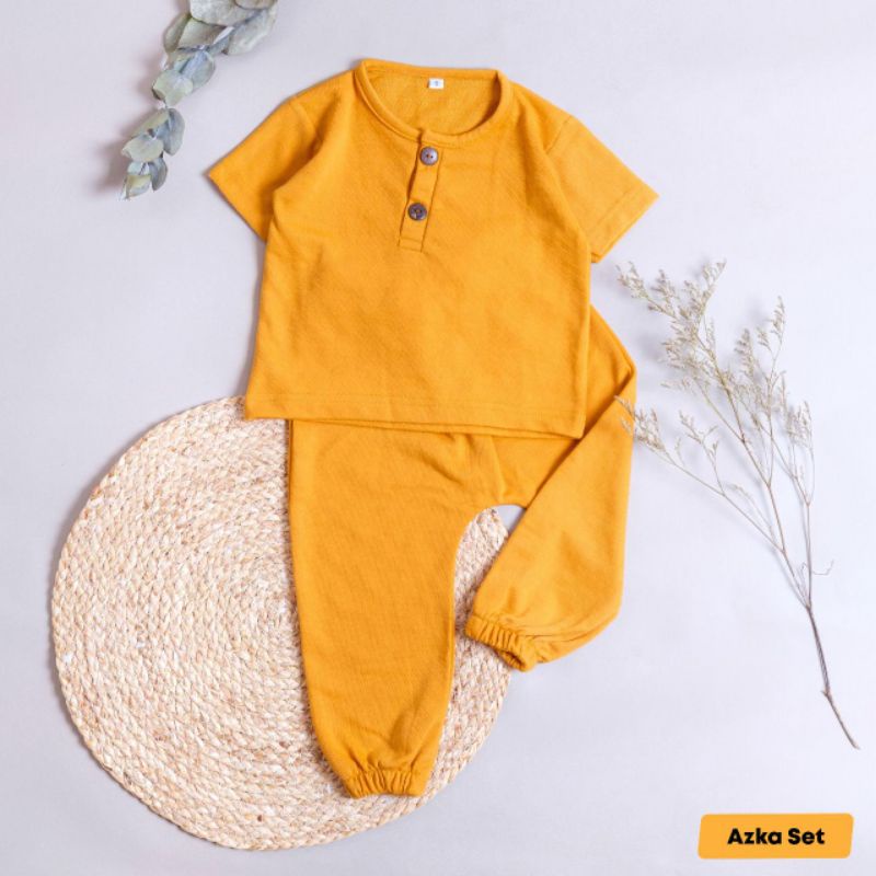 MURANGKALIH - AZKA SET | Setelan Jogger Anak 1-5 Tahun Piyama Anak Setelan Kancing Dua Anak Celana Jogger Dan Baju Anak Setelan Polos