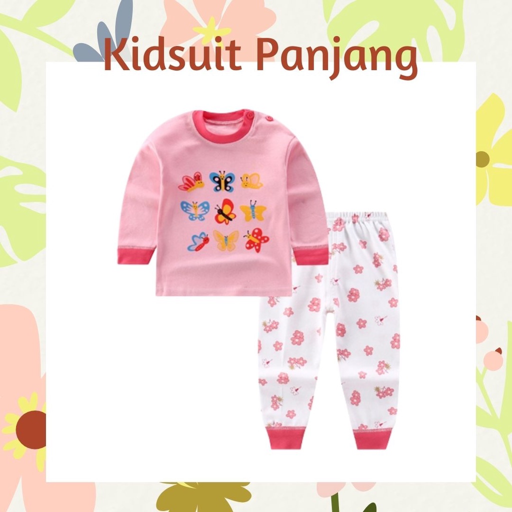 Plazababyku KIDS SUIT PIYAMA PANJANG Setelan Anak Bahan Kaos Celana Berkualitas Import cewek H1A