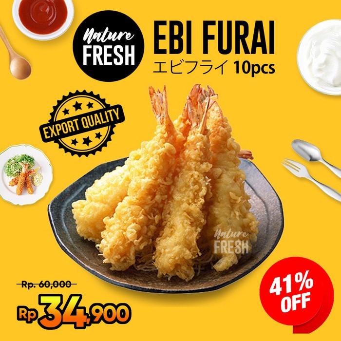 NatureFresh Ebi Furai Udang Beku isi 10 Udang Tempura Jumbo Breaded