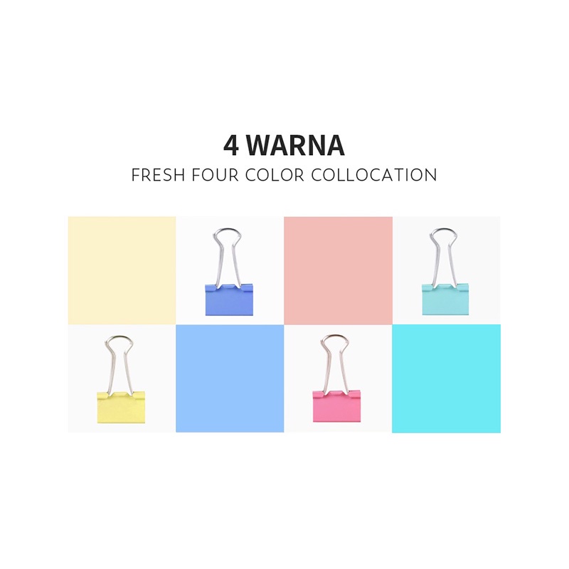 Deli Binder Clip 40 Pcs Klip Kertas Binder Klip 19mm 4 Warna Kebutuhan Kantor Binder Clips
