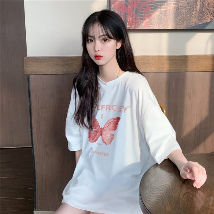 Kaos Wanita / Kaos Oversize / Kaos Jumbo/Oversize butterflypink